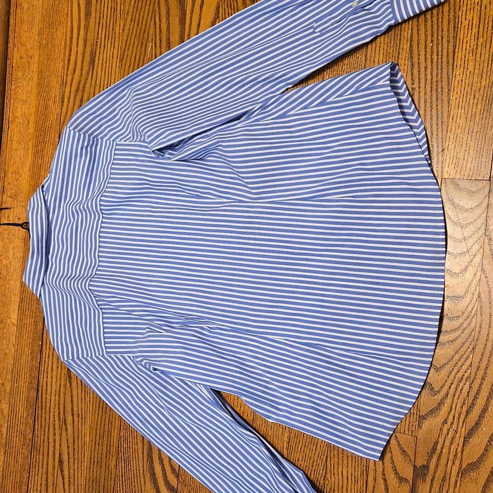 Talbots Blue Striped Button Down Collar Shirt No Iron - Picture 5 of 9